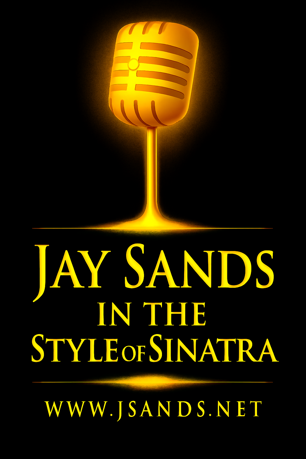 Jay Sands main logo, gold and black, circular design
